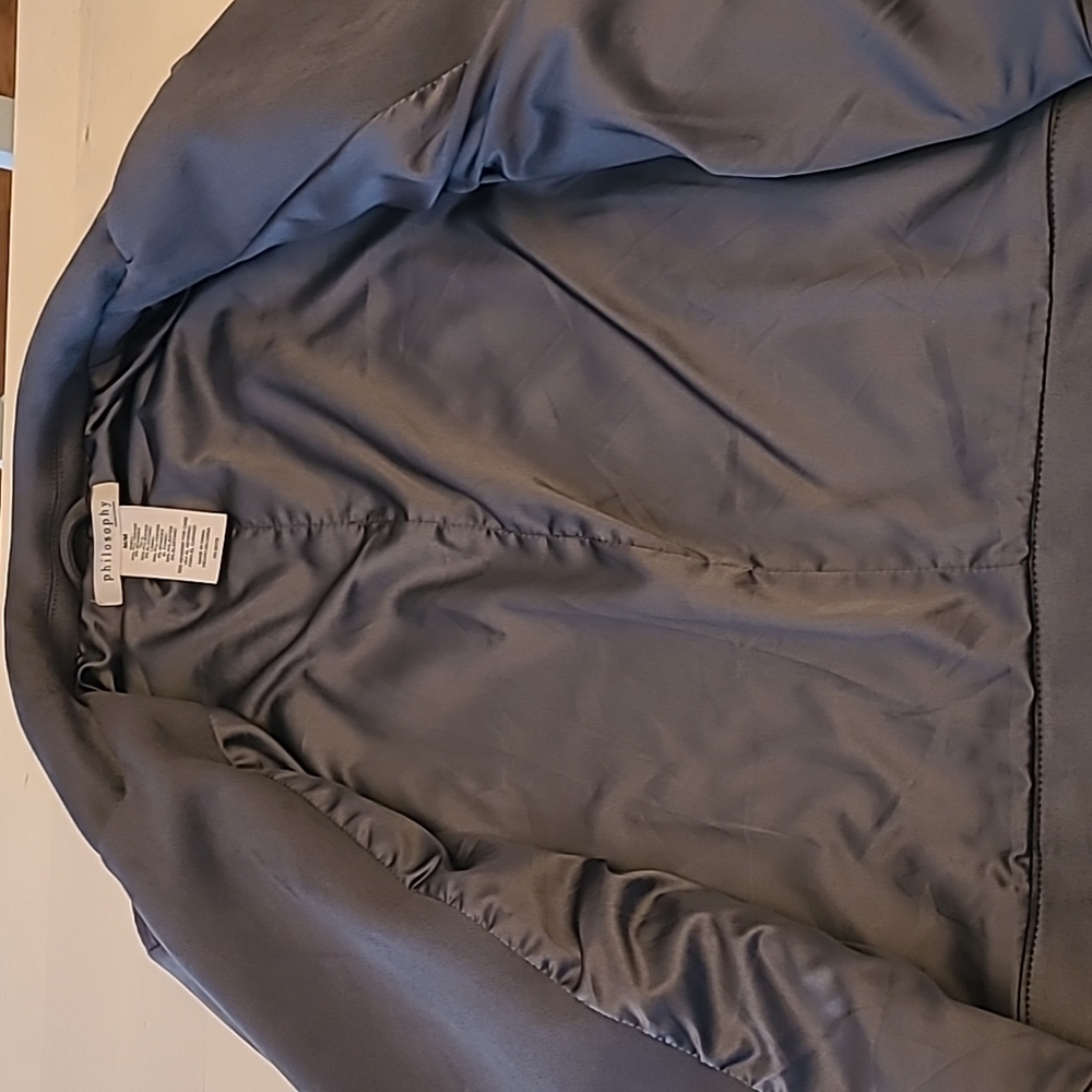 NWT Philosophy Charcoal Grey Faux Suede Fully Lined Moto Jacket - Picture 10 of 11
